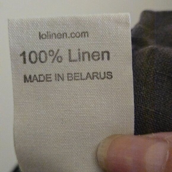 Len Ok Brown 100% Linen Wide Leg Raw Hem Cropped Pants Lagonlook Size L - Picture 6 of 6